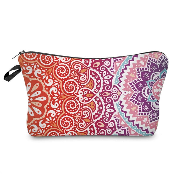 Toiletry Travel Cosmetic Bag with Mandala Flowers