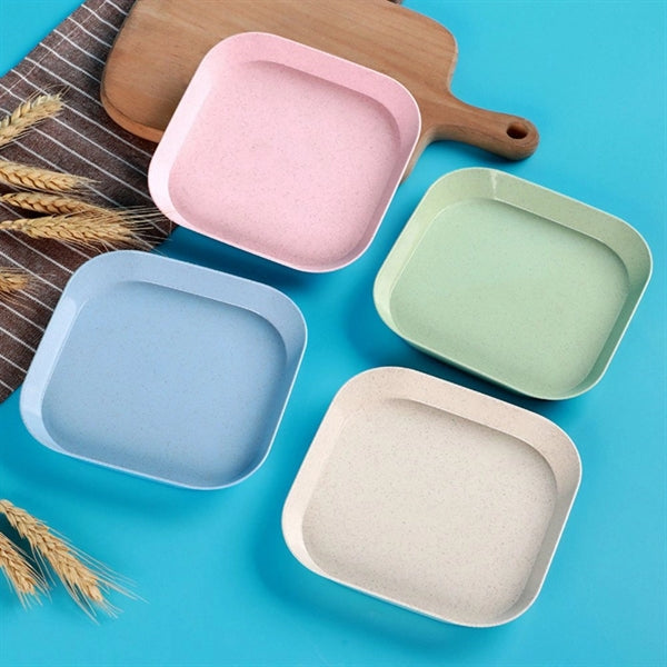 Lightweight Square Wheat Straw Plates 4 Pieces Set