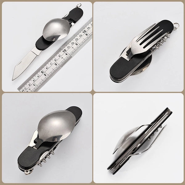 6-in-1 Multi-Function Detachable Camping Flatware Set