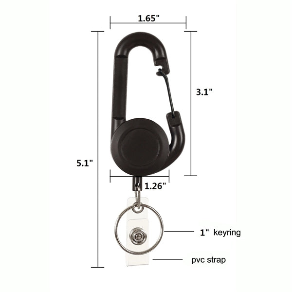 Retractable Badge Holder with Carabiner Reel Clip