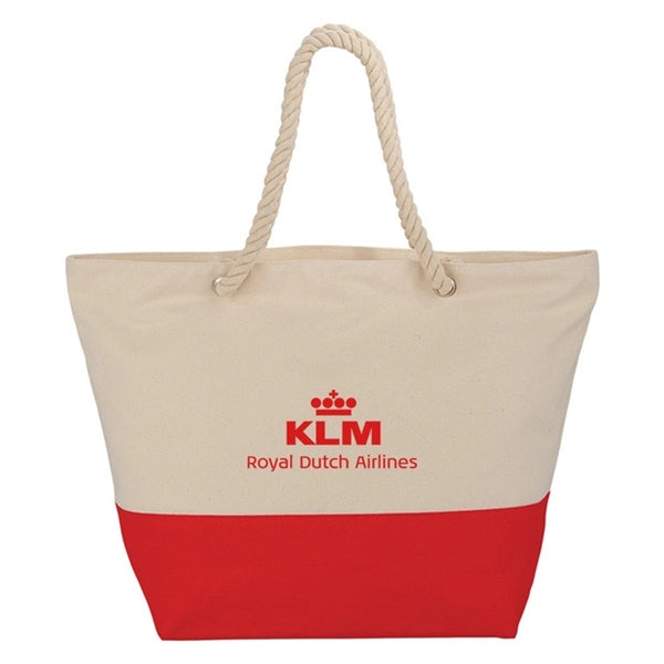 12 Oz. Zippered Cotton Canvas Rope Tote