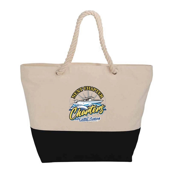 Full color 12 Oz. Zippered Cotton Canvas Rope Tote