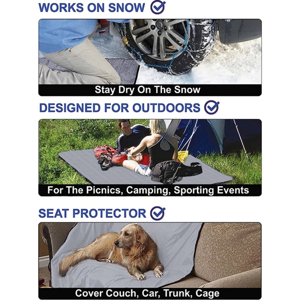 Outdoor Foldable Waterproof Blanket with Sherpa Lining