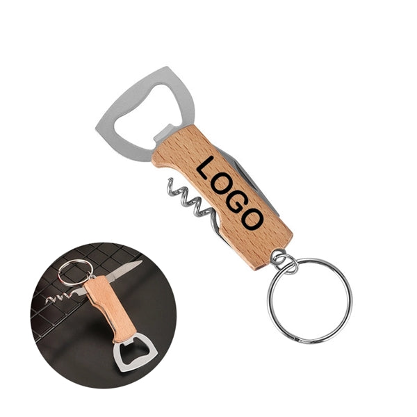 Corkscrew with wooden handle Keychain