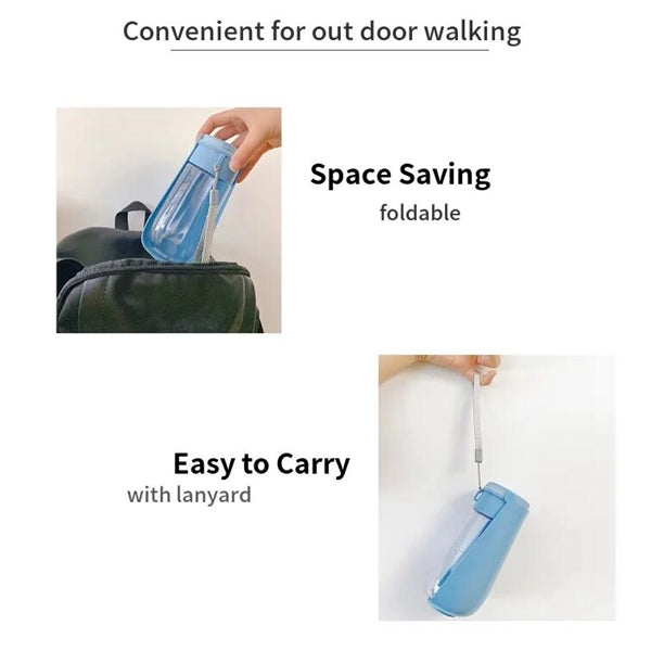 Plastic Portable Foldable Pet Water Bottle for Outdoor Use