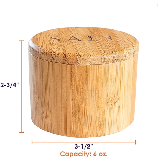 Bamboo Salt Box with Swivel Lid for Spices and Herbs