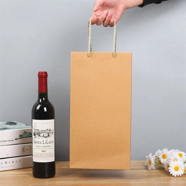 Portable Kraft Paper Bottle Wine Tote Gift Bag