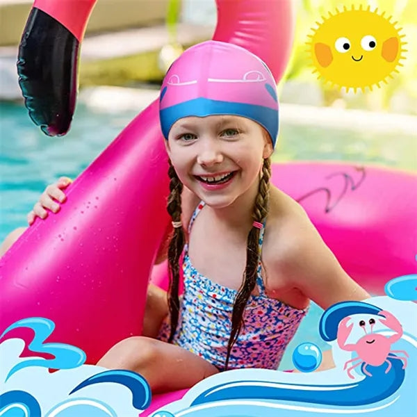 Kids Silicone Waterproof Swimming Bathing Cap