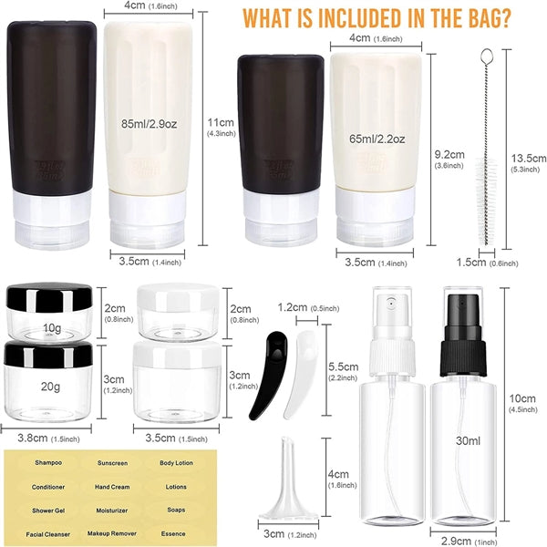 16 Pack Silicone Travel Bottles Set for Toiletries