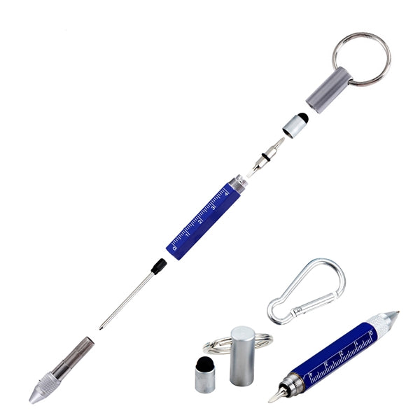 6 In 1 Portable Metal Tool Pen With Carabiner Key Ring