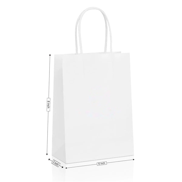 White Kraft Shopping Bag (6" X 3" X 8") Small