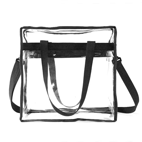 Clear Tote Bag with Zipper and Adjustable Strap