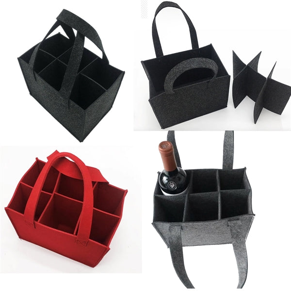 Felt Wine Tote Bag For 6 Bottles