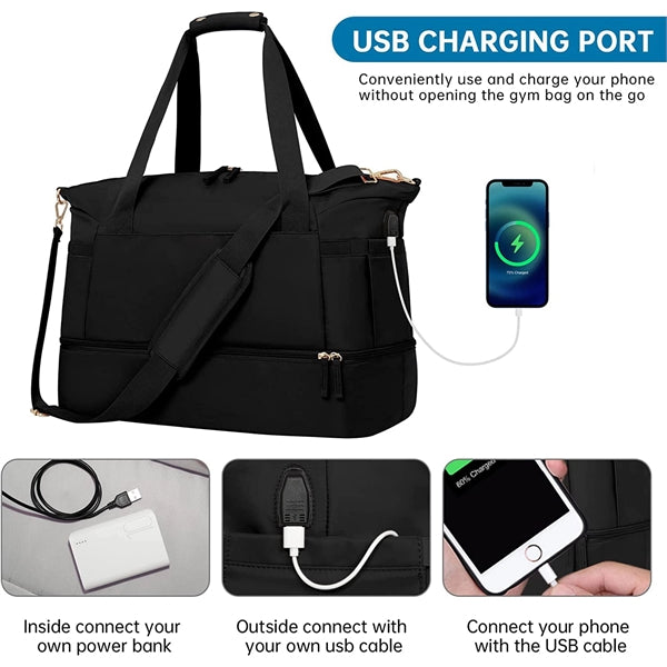 Sports Travel Duffel Bag with USB Charging