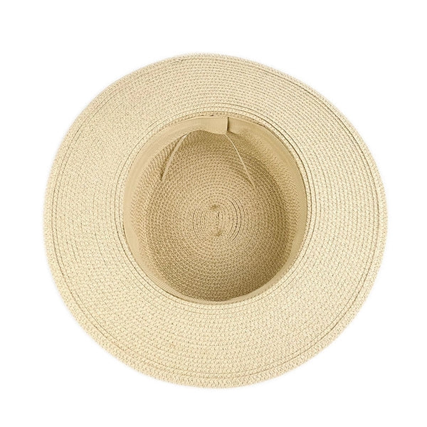 Unisex Travel Panama Hat Summer Wide Brim Straw Cap