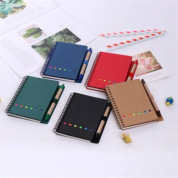 Kraft Paper Loose Leaf Notebook with Pen Sticker