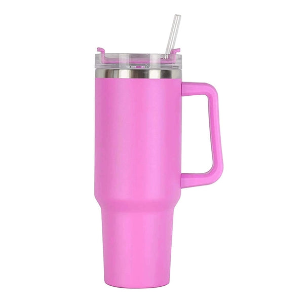 40 Oz. Stainless Steel Tumbler with Handle & Straw