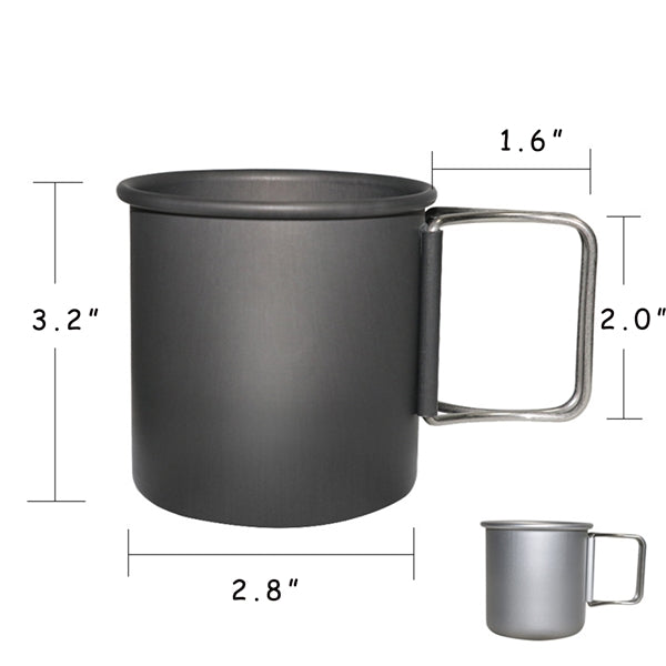 10OZ Portable Aluminum Camping Cup With Foldable Handle