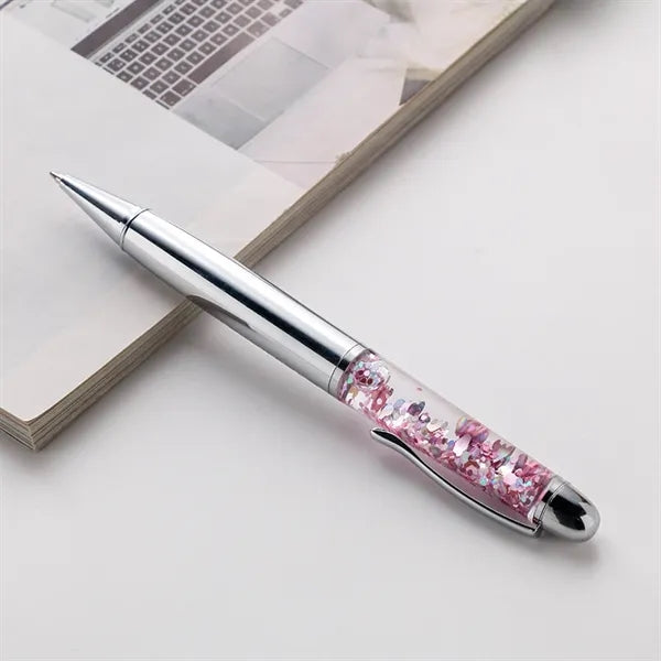Logo Sequin Crystal Metal Ballpoint Pen