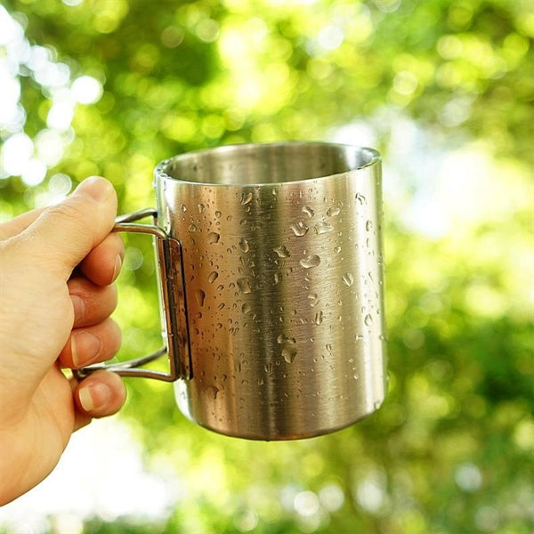 Stainless Steel Folding Handle Camping Cup
