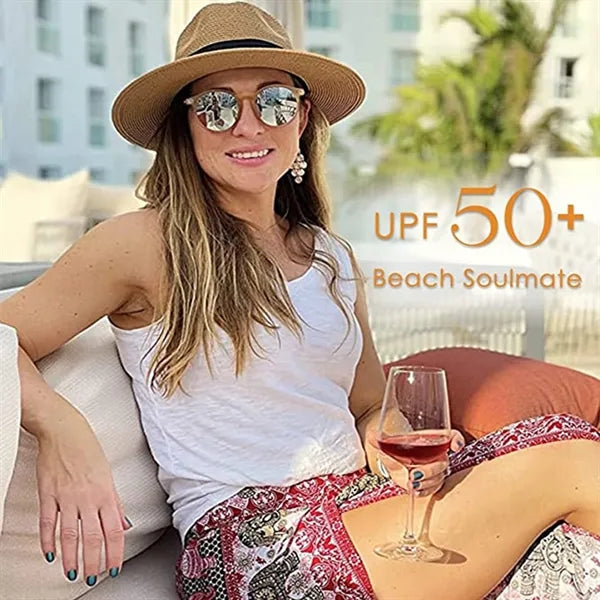 Wide Brim Straw Panama Fedora Beach Sun Hat
