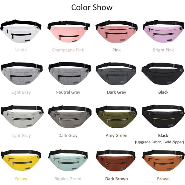Large Crossbody Fanny Pack with 4-Zipper Pockets