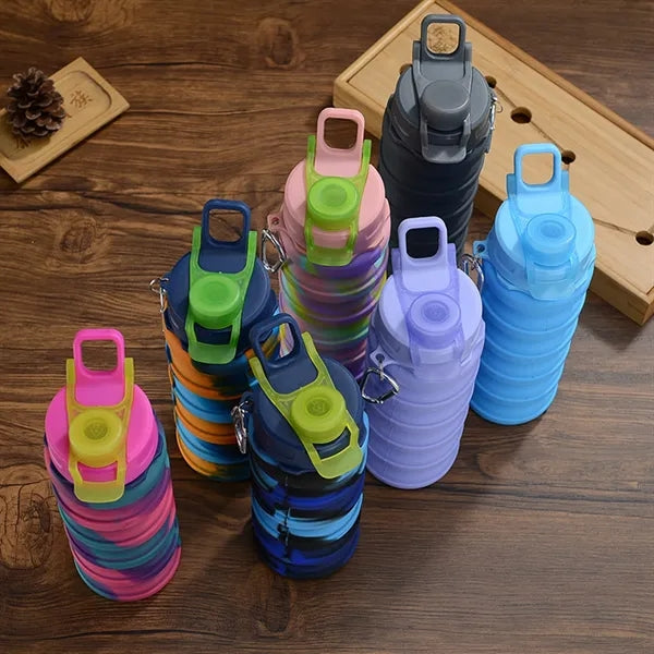 17 Oz. Rainbow Collapsible Water Bottle with Carabiner