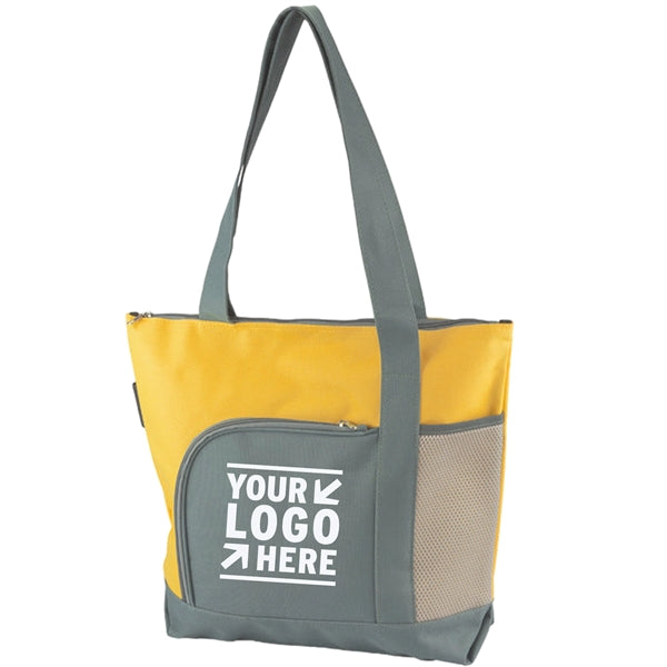Two-tone Zippered Tote Bag