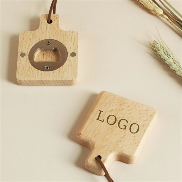 Bamboo Handle Bottle Opener With Magnet