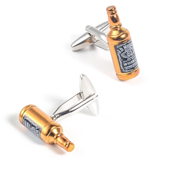 Golden Whisky bottle styling Metal cufflinks Men ' s shirt