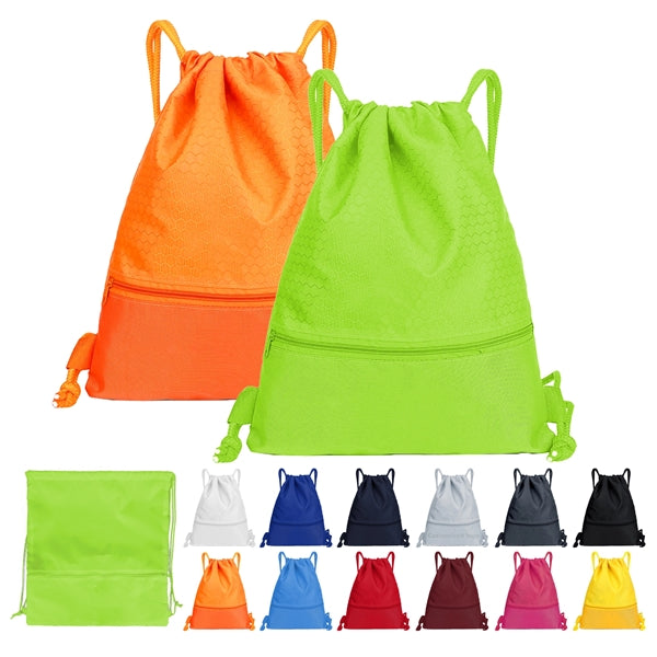 Drawstring Backpack with Front Zipper Pocket