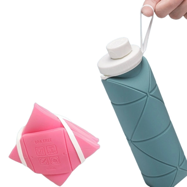 20 oz Silicone Foldable Leakproof Travel Water Bottle