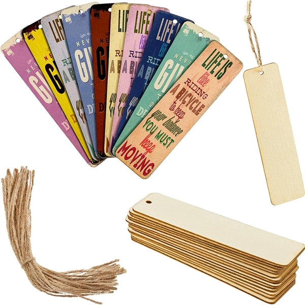Vintage Unfinished Wooden Bookmark Set