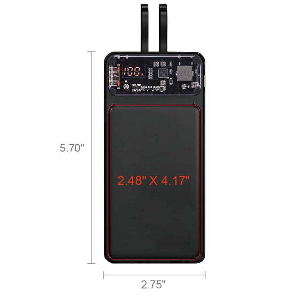 Winnetka Transparent Corded Power Bank 20000