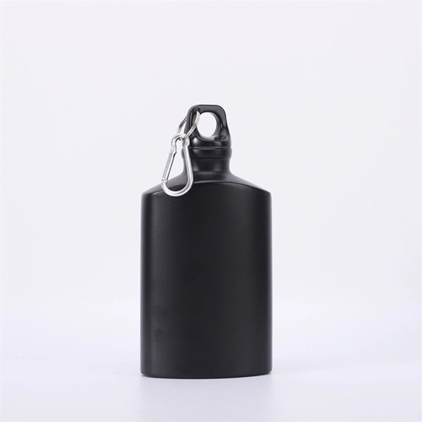Flat Aluminum Water Bottles With Silver Carabiner