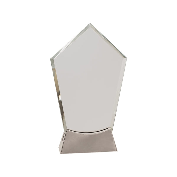 8 1/2" Clear Peak Platinum Glass Award w/ Metal Base