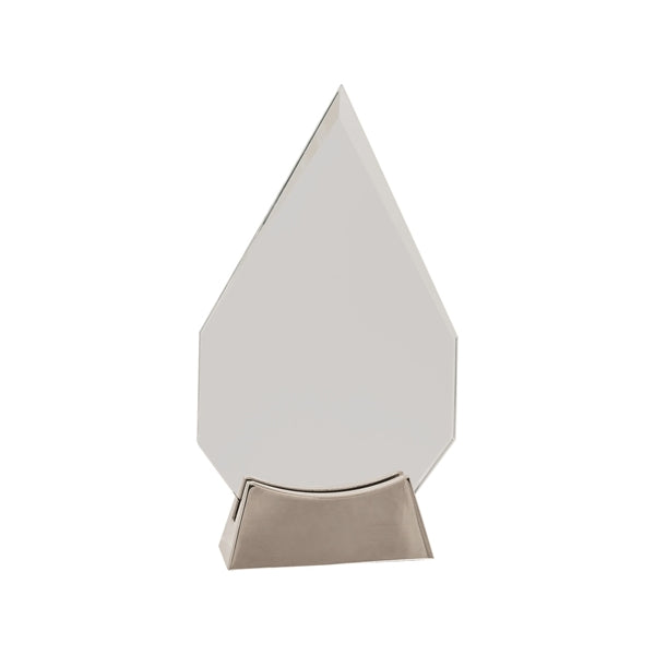 8 1/2" Clear Diamond Platinum Glass Award w/ Metal Base