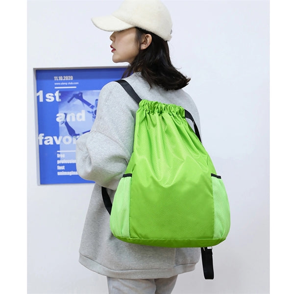 Large Capacity Mesh Panel Drawstring Backpack