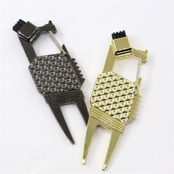 Multifunctional Zinc Alloy Golf Green Fork With Small Brush