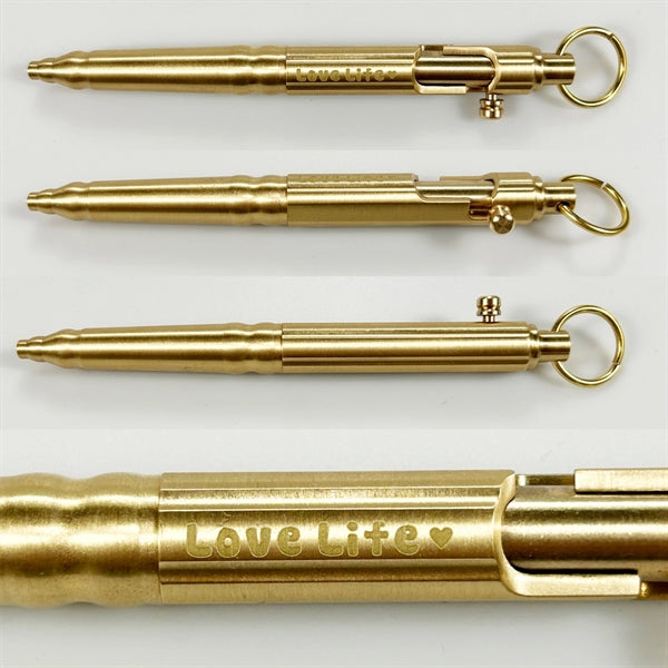 Creative EDC Solid Brass Bolt Action Pen with Hanging Ring