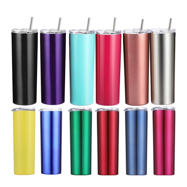 20 OZ Stainless Steel Skinny Tumblers with Straw