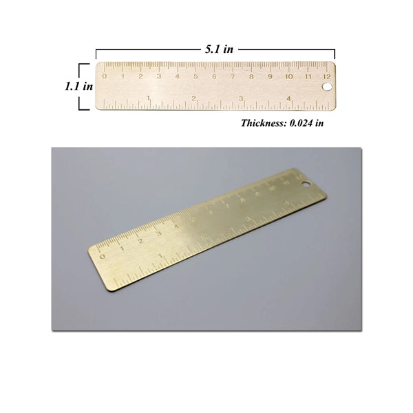 EDC Mini Portable Double Scale Brass Ruler w/ Golden Tassels