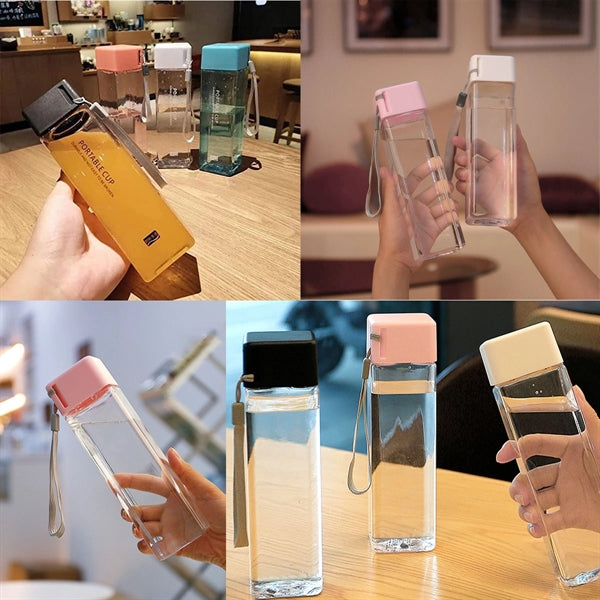 16.23 Oz Square Transparent Straight Plastic Water Bottle