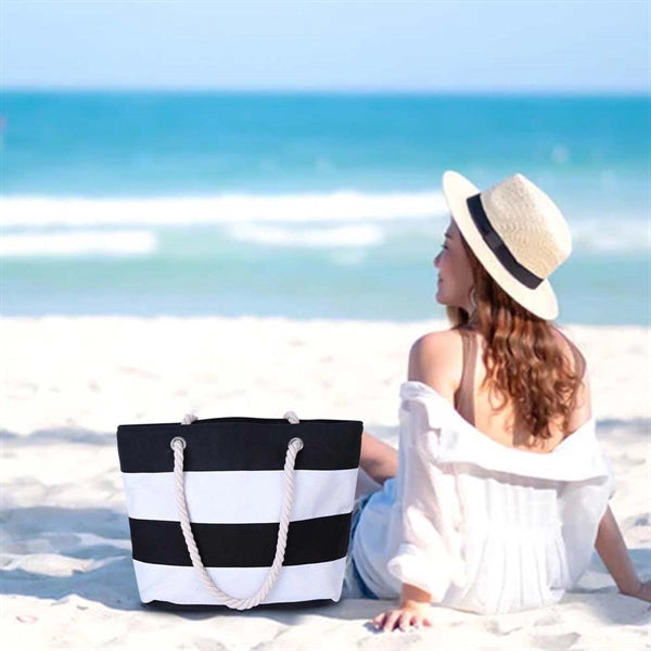 Canvas Tote Beach Bag With Zipper