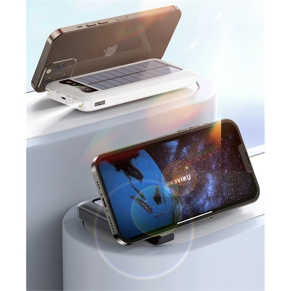 10000 mAh Solar Charger/Power Bank with 4 Built-in Cable