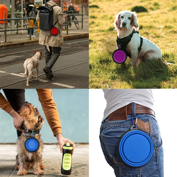 34oz Portable Collapsible Pet Bowl Carabiner Clip