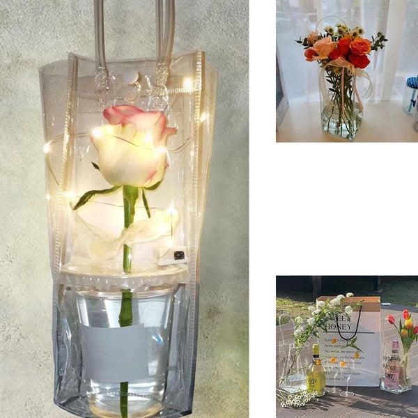 Clear Portable Collapsible Wine Cooler Bags with Handle