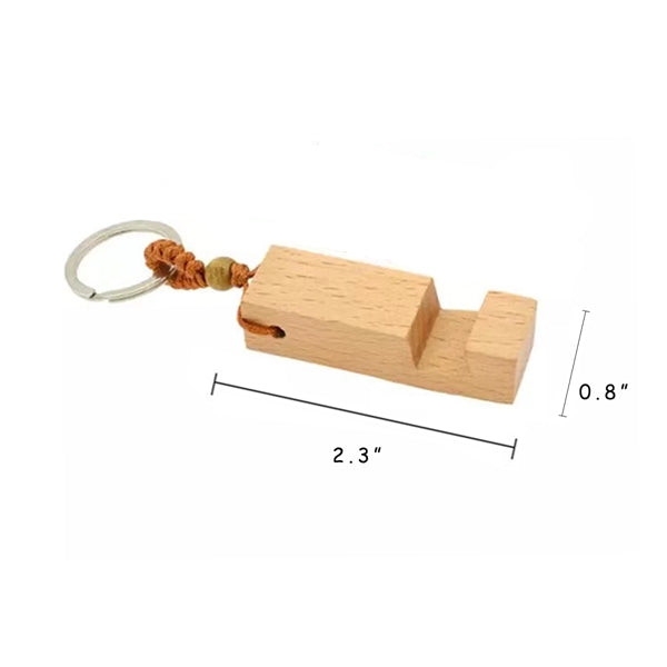 Eco-Friendly And Versatile Wood Phone Stand With Key Chain