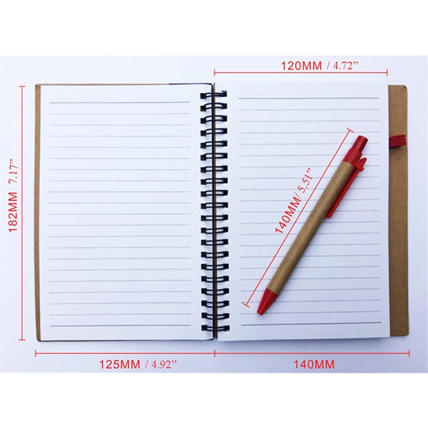 Business Notebook Spiral Lined Notepad Set with Pen