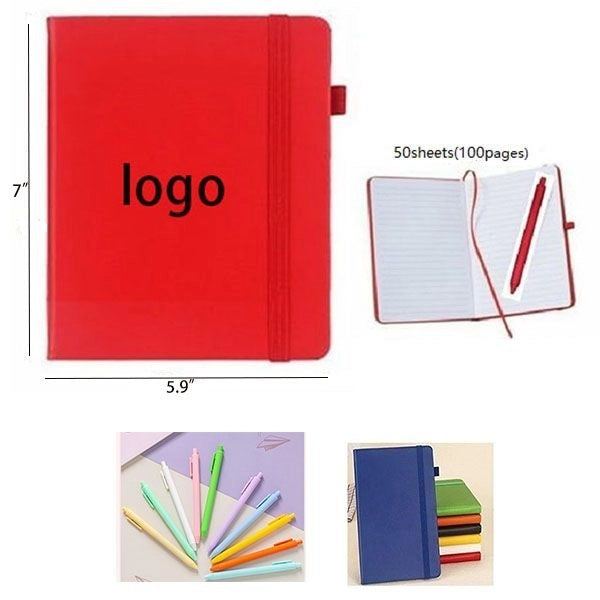 PU Leather Notebook with Elastic Band Pen
